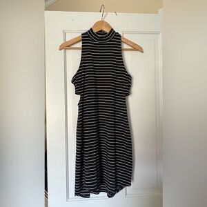 Express mini dress with cutouts and mock neck, size M